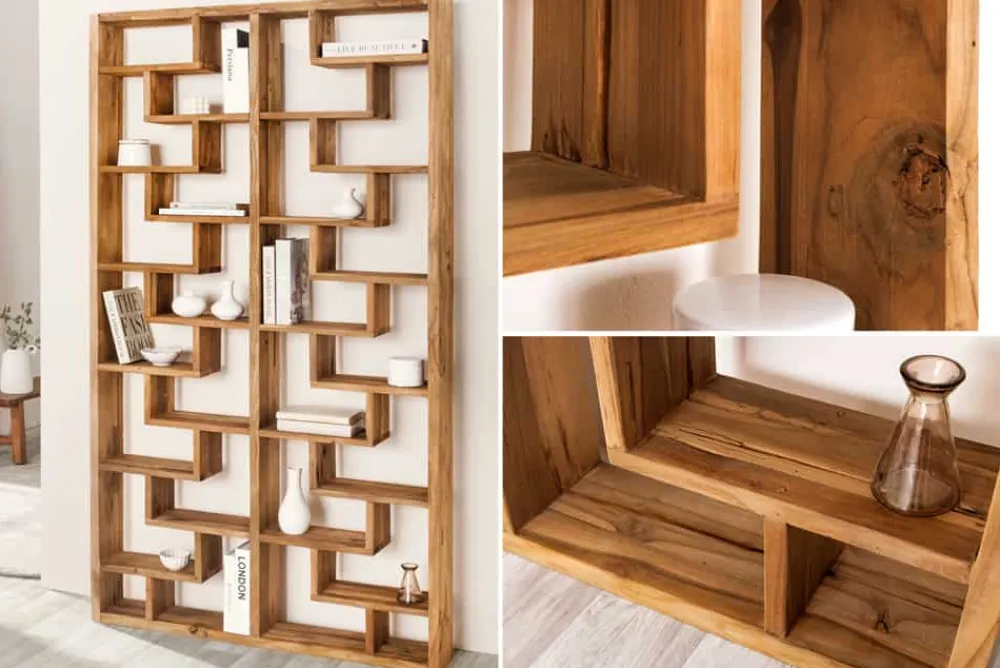 Riess-Ambiente Mehr...|Massivholzregale > Massivholz Bücherregal JAVA 200cm natur Teakholz Standregal Raumtrenner recycelt