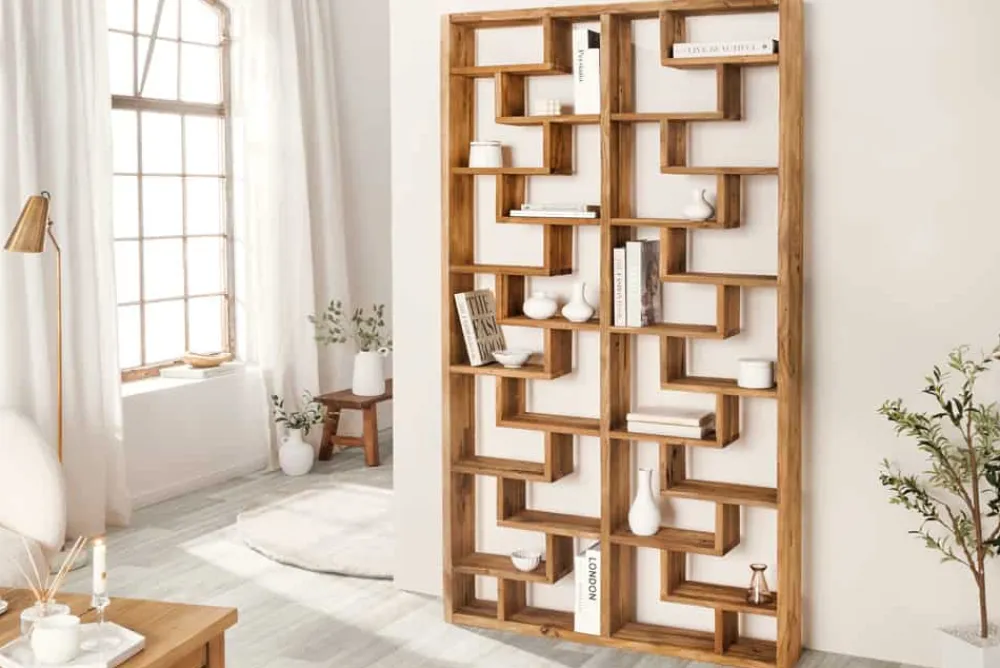Riess-Ambiente Mehr...|Massivholzregale > Massivholz Bücherregal JAVA 200cm natur Teakholz Standregal Raumtrenner recycelt