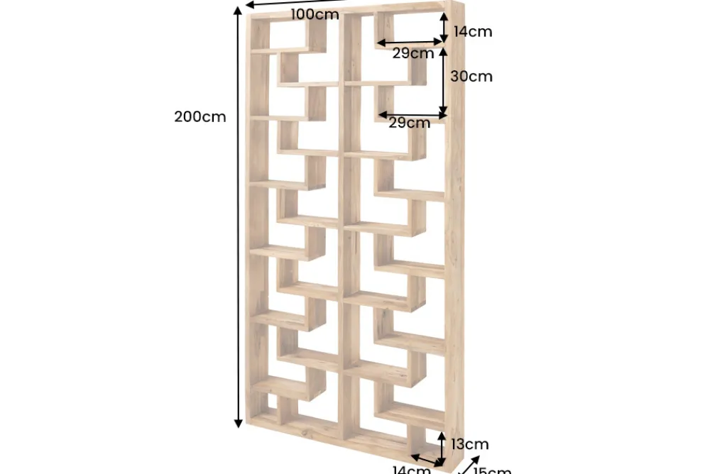 Riess-Ambiente Mehr...|Massivholzregale > Massivholz Bücherregal JAVA 200cm natur Teakholz Standregal Raumtrenner recycelt