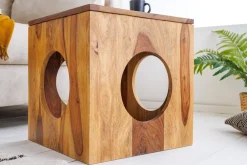 Riess-Ambiente Mehr...|Massivholztische > Massivholz Beistelltisch CUBUS 40cm Sheesham stone finish Hocker