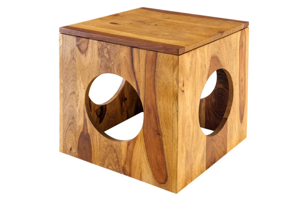 Riess-Ambiente Mehr...|Massivholztische > Massivholz Beistelltisch CUBUS 40cm Sheesham stone finish Hocker