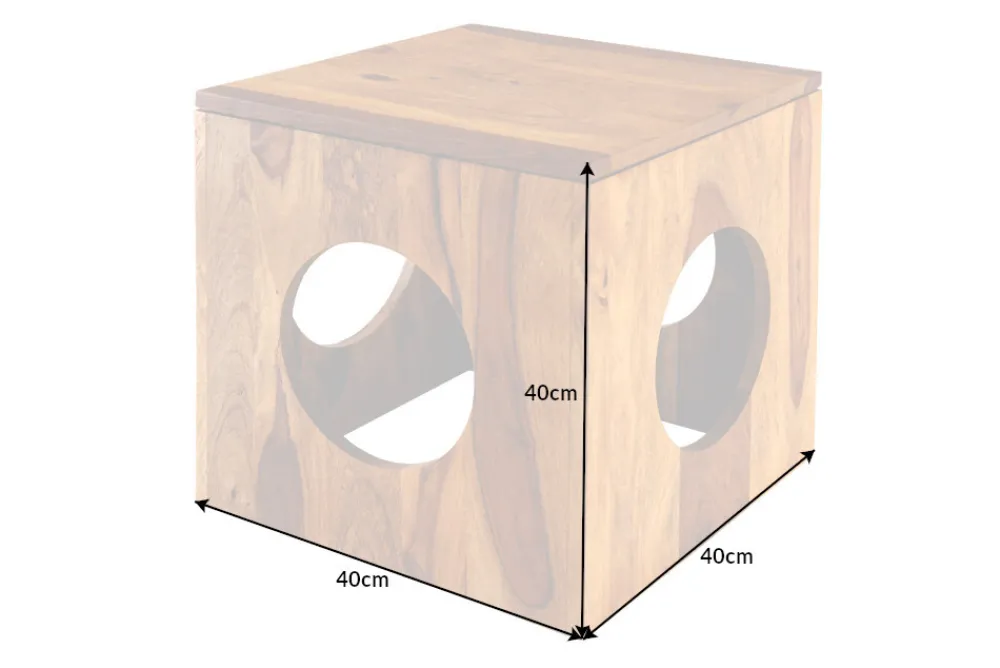 Riess-Ambiente Mehr...|Massivholztische > Massivholz Beistelltisch CUBUS 40cm Sheesham stone finish Hocker