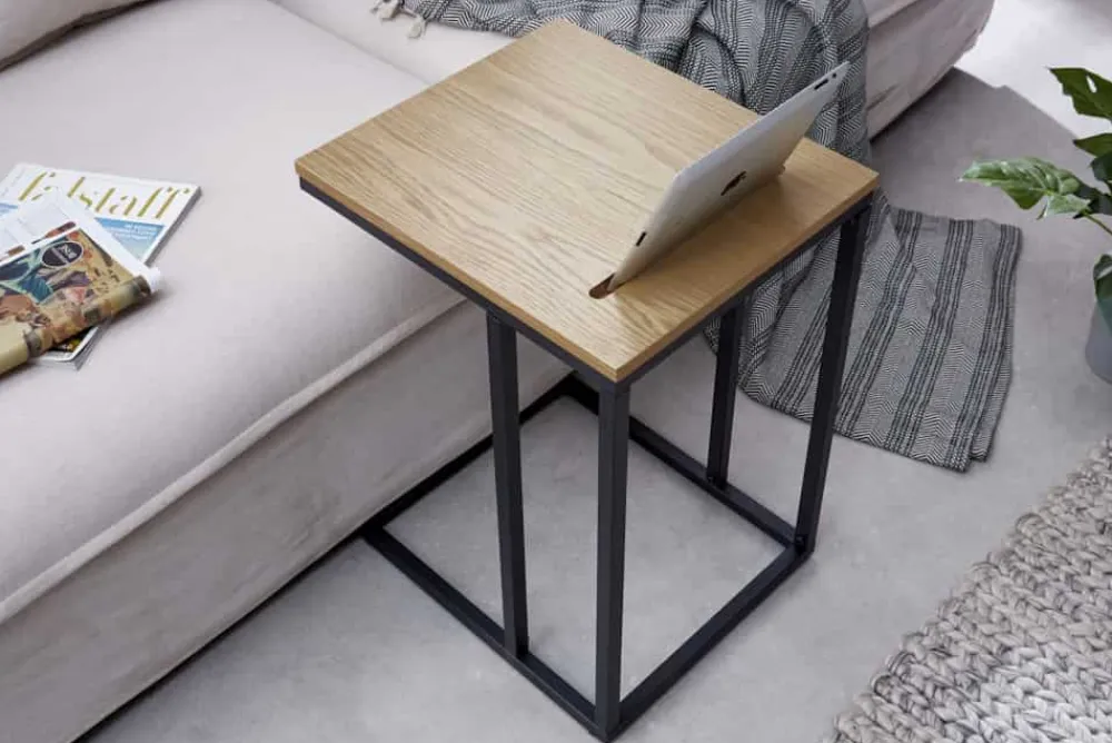 Riess-Ambiente Beistelltische|Industrial Loft > Massivholz Beistelltisch SCANDINAVIA 45cm natur Wildeiche Metall schwarz Laptoptisch
