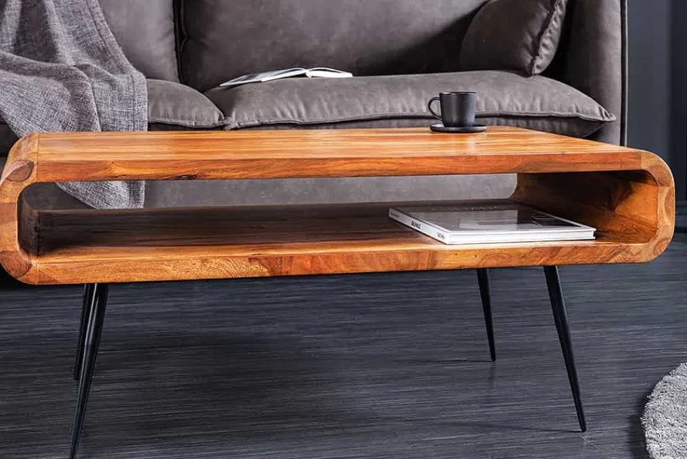 Riess-Ambiente Mehr...|Couchtische > Massivholz Couchtisch ALPHA 90cm braun Sheesham stone finish Metallbeine mit Stauraum