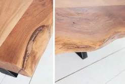 Riess-Ambiente Couchtische & Truhen|Mehr... > Massivholz Couchtisch AMAZONAS 105cm Akazie schwarzes Metall X-Gestell Baumkante Live Edge