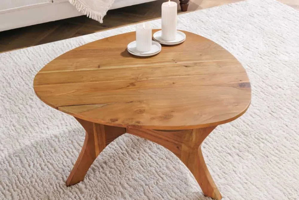 Riess-Ambiente Mehr...|Couchtische > Massivholz Couchtisch ARCHITECTURE 70cm natur honey finish Akazie dreieckig