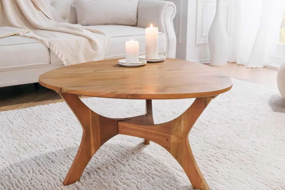 Riess-Ambiente Mehr...|Couchtische > Massivholz Couchtisch ARCHITECTURE 70cm natur honey finish Akazie dreieckig