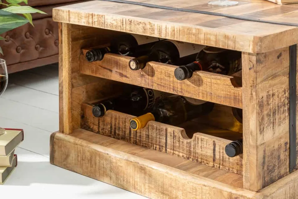 Riess-Ambiente Mehr...|Couchtische > Massivholz Couchtisch BODEGA 100cm Mangoholz Hausbar Truhe mit Stauraum
