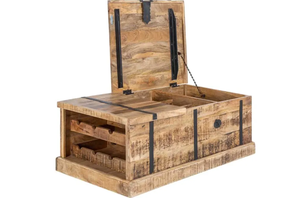 Riess-Ambiente Mehr...|Couchtische > Massivholz Couchtisch BODEGA 100cm Mangoholz Hausbar Truhe mit Stauraum