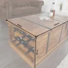 Riess-Ambiente Couchtische & Truhen|Mehr... > Massivholz Couchtisch BODEGA 100cm braun Sheesham stone finish Truhe Stauraum Weinregal