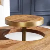 Riess-Ambiente Goldene Möbel|Couchtische & Truhen > Massivholz Couchtisch GATSBY 110cm braun gold Mango oval rund Beistelltisch 2er Set Retro Design