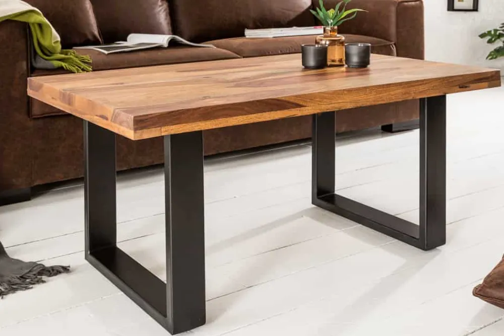 Riess-Ambiente Couchtische & Truhen|Mehr... > Massivholz Couchtisch IRON CRAFT 100cm braun Sheesham stone finish Industrial Design