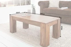 Riess-Ambiente Mehr...|Couchtische > Massivholz Couchtisch MAKASSAR 100cm braun Sheesham stone finish einzigartige Maserung