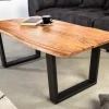 Riess-Ambiente Couchtische & Truhen|Mehr... > Massivholz Couchtisch MAMMUT 120cm Akazie natur V-Gestell schwarz 2,5cm Tischplatte
