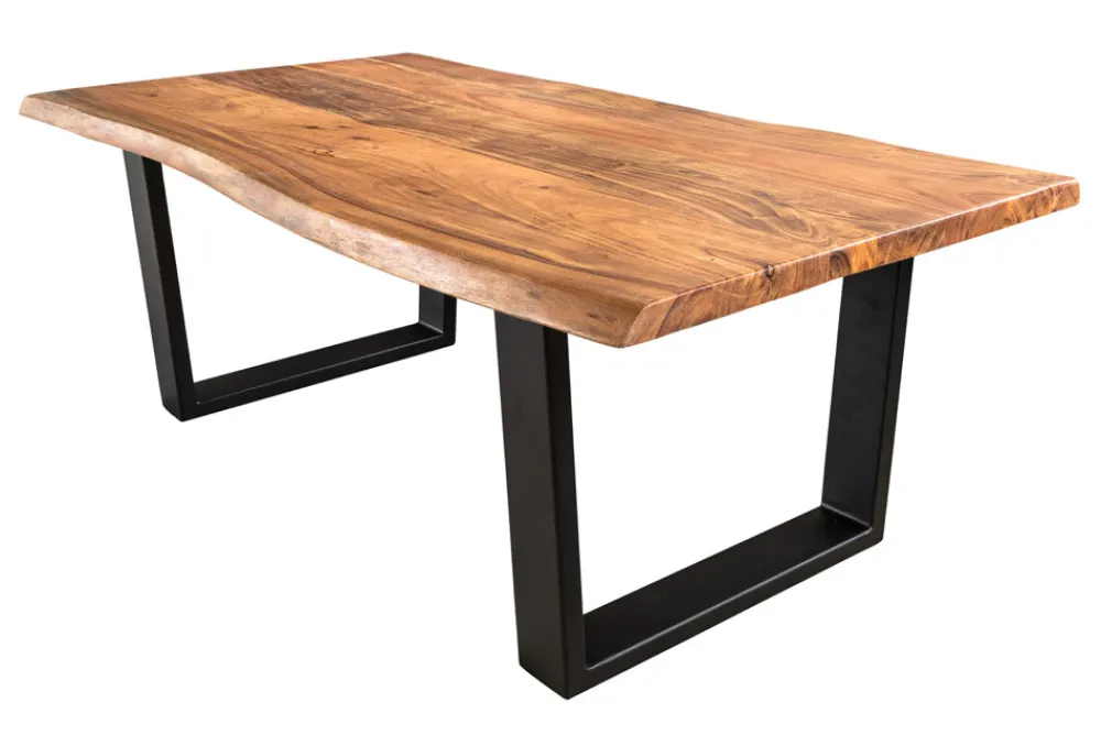 Riess-Ambiente Couchtische & Truhen|Mehr... > Massivholz Couchtisch MAMMUT 120cm Akazie natur V-Gestell schwarz 2,5cm Tischplatte
