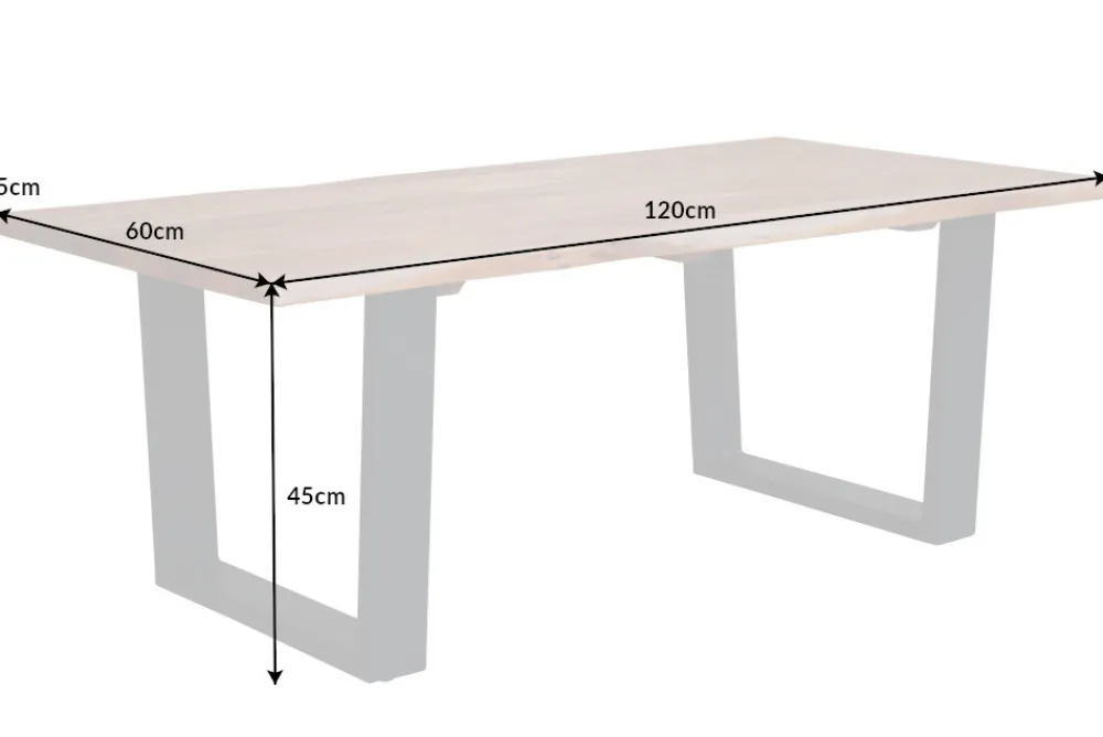 Riess-Ambiente Couchtische & Truhen|Mehr... > Massivholz Couchtisch MAMMUT 120cm Akazie natur V-Gestell schwarz 2,5cm Tischplatte