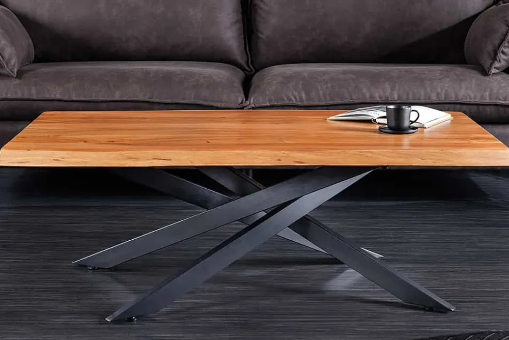Riess-Ambiente Mehr...|Couchtische > Massivholz Couchtisch MAMMUT 110cm Akazie schwarz 3,5cm Tischplatte Baumkante