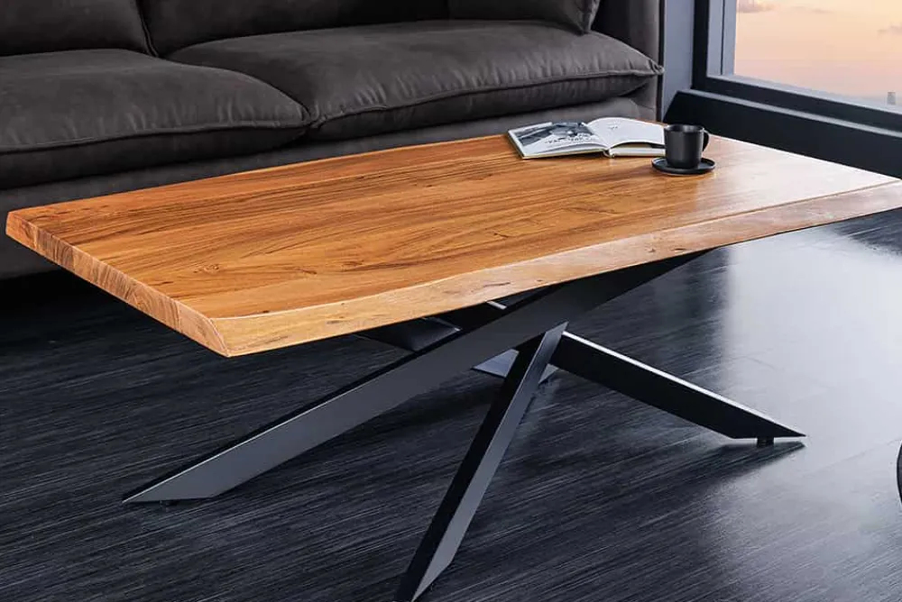 Riess-Ambiente Mehr...|Couchtische > Massivholz Couchtisch MAMMUT 110cm Akazie schwarz 3,5cm Tischplatte Baumkante
