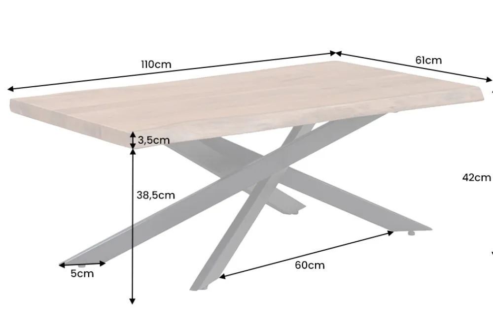 Riess-Ambiente Mehr...|Couchtische > Massivholz Couchtisch MAMMUT 110cm Akazie schwarz 3,5cm Tischplatte Baumkante