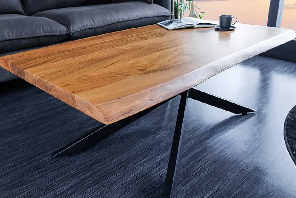 Riess-Ambiente Mehr...|Couchtische > Massivholz Couchtisch MAMMUT 110cm Akazie schwarz 3,5cm Tischplatte Baumkante
