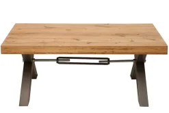 Riess-Ambiente Mehr...|Couchtische > Massivholz Couchtisch THOR 110cm Wildeiche geölt X-Gestell Metall anthrazit Industrial Design