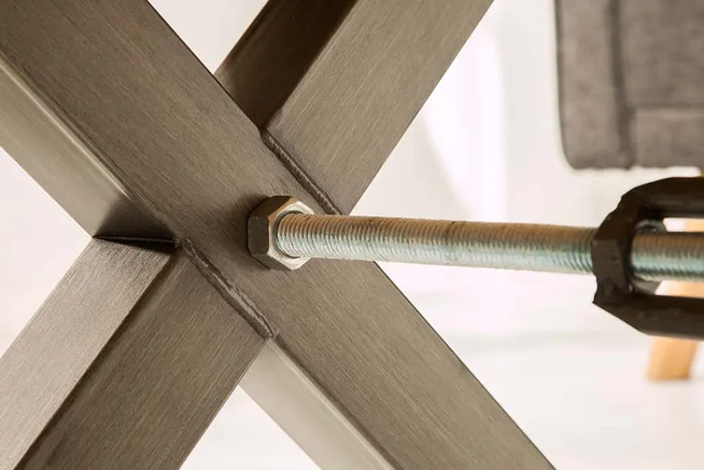 Riess-Ambiente Mehr...|Couchtische > Massivholz Couchtisch THOR 110cm Wildeiche geölt X-Gestell Metall anthrazit Industrial Design