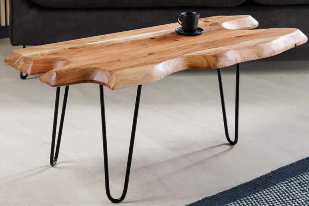 Riess-Ambiente Mehr...|Couchtische > Massivholz Couchtisch WILD 100cm Akazie natur Hairpin Legs Baumkante