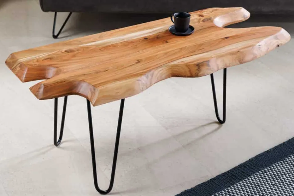 Riess-Ambiente Mehr...|Couchtische > Massivholz Couchtisch WILD 100cm Akazie natur Hairpin Legs Baumkante