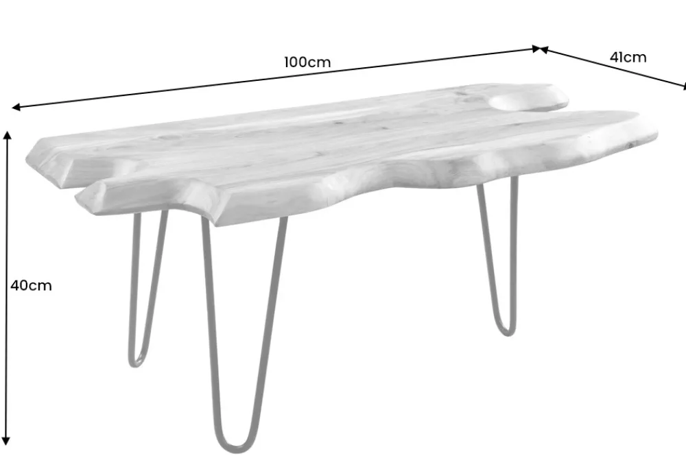 Riess-Ambiente Mehr...|Couchtische > Massivholz Couchtisch WILD 100cm Akazie natur Hairpin Legs Baumkante