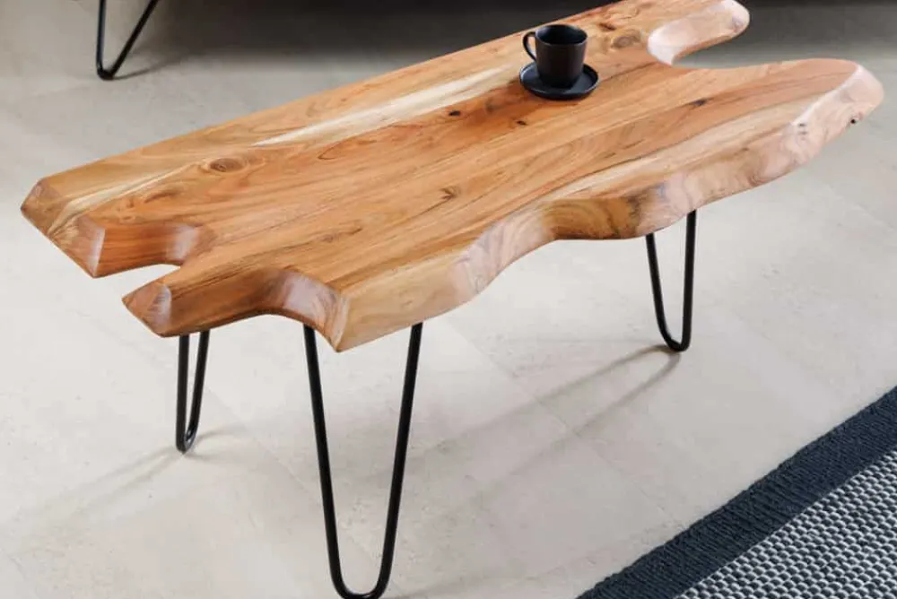 Riess-Ambiente Mehr...|Couchtische > Massivholz Couchtisch WILD 100cm Akazie natur Hairpin Legs Baumkante