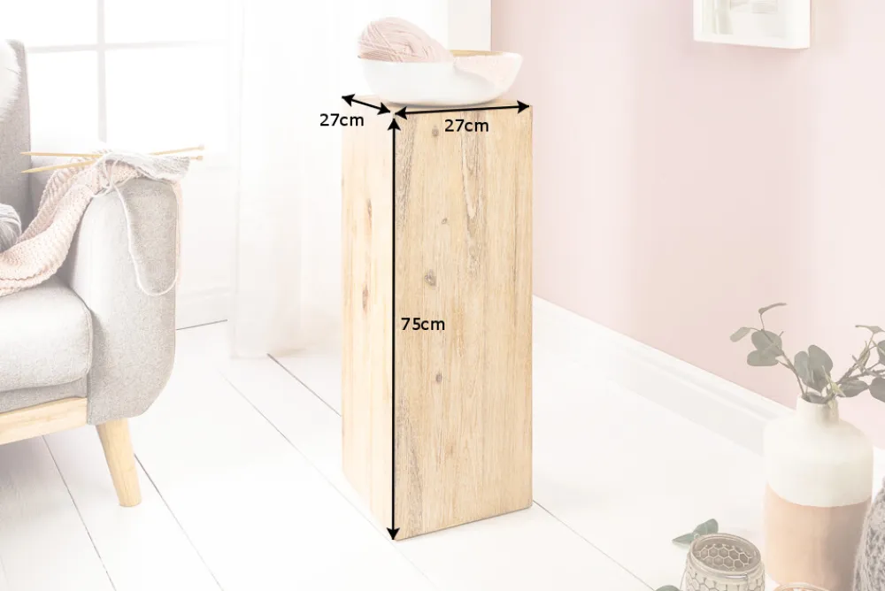 Riess-Ambiente Mehr...|Wohnaccessoires > Massivholz Dekosäule COLUMNA 75cm Akazie teakgrau gekälkt Beistelltisch