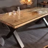 Riess-Ambiente Mehr...|Massivholzesstische > Massivholz Esstisch BARRACUDA 220cm natur Teak schwarz Metall X-Gestell inkl. Glasplatte
