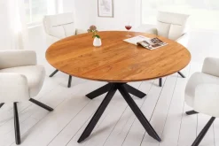 Riess-Ambiente Mehr...|Massivholzesstische > Massivholz Esstisch GALAXIE 130cm rund Akazie natur schwarzes Metallgestell