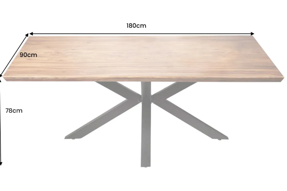 Riess-Ambiente Mehr...|Massivholzesstische > Massivholz Esstisch GALAXIE 180cm braun Sheesham stone finish Sterngestell Metall