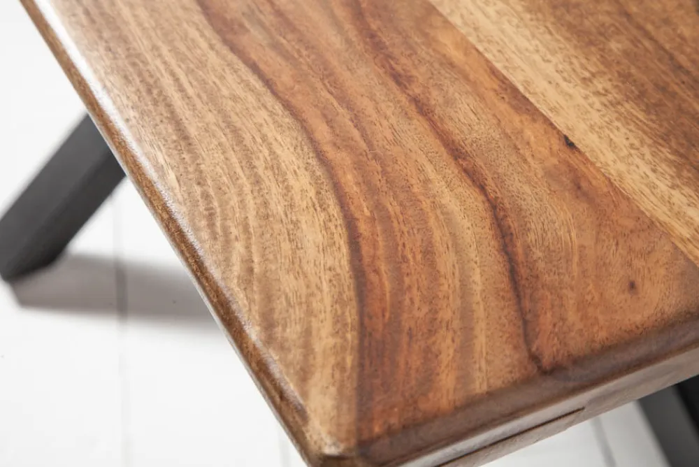 Riess-Ambiente Mehr...|Massivholzesstische > Massivholz Esstisch GALAXIE 180cm braun Sheesham stone finish Sterngestell Metall