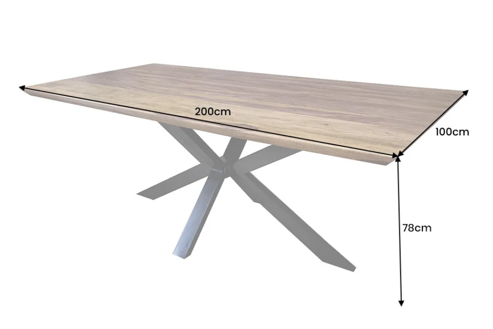 Riess-Ambiente Mehr...|Massivholzesstische > Massivholz Esstisch GALAXIE 200cm braun Sheesham stone finish Industrial Design