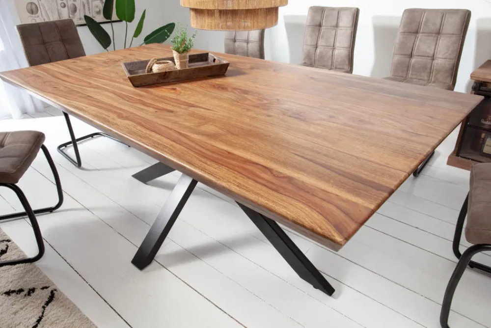 Riess-Ambiente Mehr...|Massivholzesstische > Massivholz Esstisch GALAXIE 200cm braun Sheesham stone finish Industrial Design