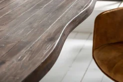 Riess-Ambiente Mehr...|Massivholzesstische > Massivholz Esstisch GENESIS VINTAGE 160cm braun Akazie schwarzes X-Gestell Baumkante
