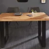 Riess-Ambiente Esstische|Mehr... > Massivholz Esstisch IRON CRAFT 120cm braun Sheesham schwarze Metallbeine stone finish