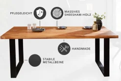 Riess-Ambiente Esstische|Mehr... > Massivholz Esstisch IRON CRAFT 180cm braun schwarz Sheesham stone finish Industrial