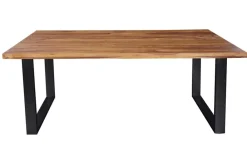 Riess-Ambiente Mehr...|Massivholzesstische > Massivholz Esstisch IRON CRAFT 180cm Sheesham stone finish Metallgestell schwarz
