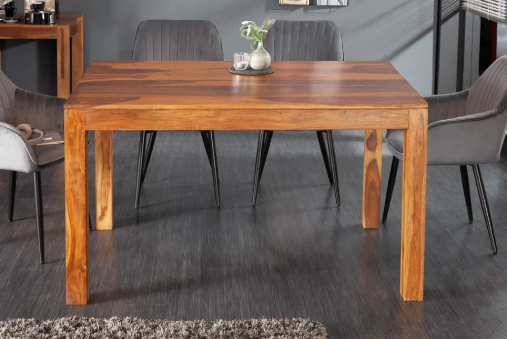 Riess-Ambiente Mehr...|Massivholzesstische > Massivholz Esstisch PURE 120cm braun Sheeshamholz stone finish einzigartige Maserung