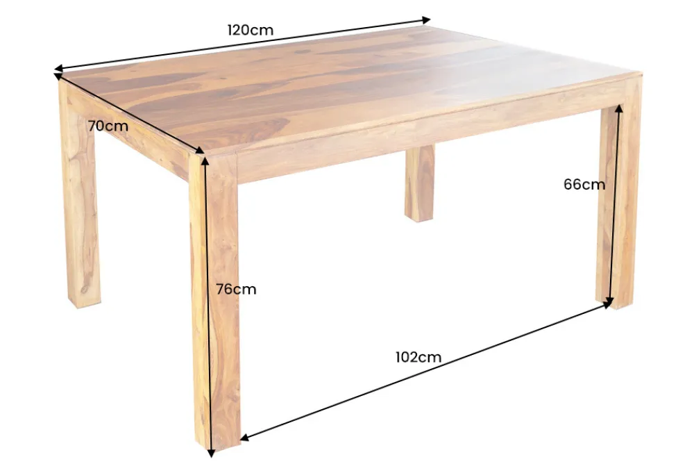 Riess-Ambiente Mehr...|Massivholzesstische > Massivholz Esstisch PURE 120cm braun Sheeshamholz stone finish einzigartige Maserung