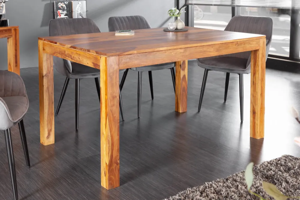 Riess-Ambiente Mehr...|Massivholzesstische > Massivholz Esstisch PURE 135cm braun Sheeshamholz stone finish einzigartige Maserung