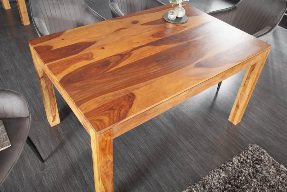 Riess-Ambiente Mehr...|Massivholzesstische > Massivholz Esstisch PURE 135cm braun Sheeshamholz stone finish einzigartige Maserung