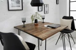 Riess-Ambiente Esstische|Industrial Loft > Massivholz Esstisch SCORPION 70cm vintage braun Akazie schwarze Metallbeine Hairpin Legs