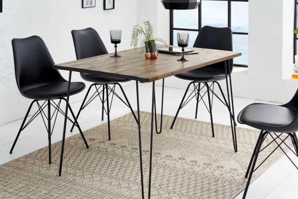 Riess-Ambiente Esstische|Industrial Loft > Massivholz Esstisch SCORPION 120cm braun Akazie schwarze Metallbeine Hairpin Legs Retro