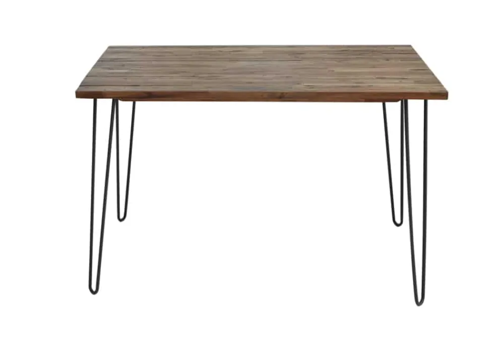Riess-Ambiente Esstische|Industrial Loft > Massivholz Esstisch SCORPION 120cm braun Akazie schwarze Metallbeine Hairpin Legs Retro