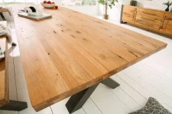 Riess-Ambiente Mehr...|Massivholzesstische > Massivholz Esstisch THOR 200cm natur Wildeiche geölt graues X-Gestell Metall Industrial Design