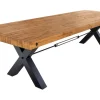 Riess-Ambiente Esstische|Mehr... > Massivholz Esstisch THOR 300cm vintage braun Pinie recycelt Industrial Design Eisen X-Gestell